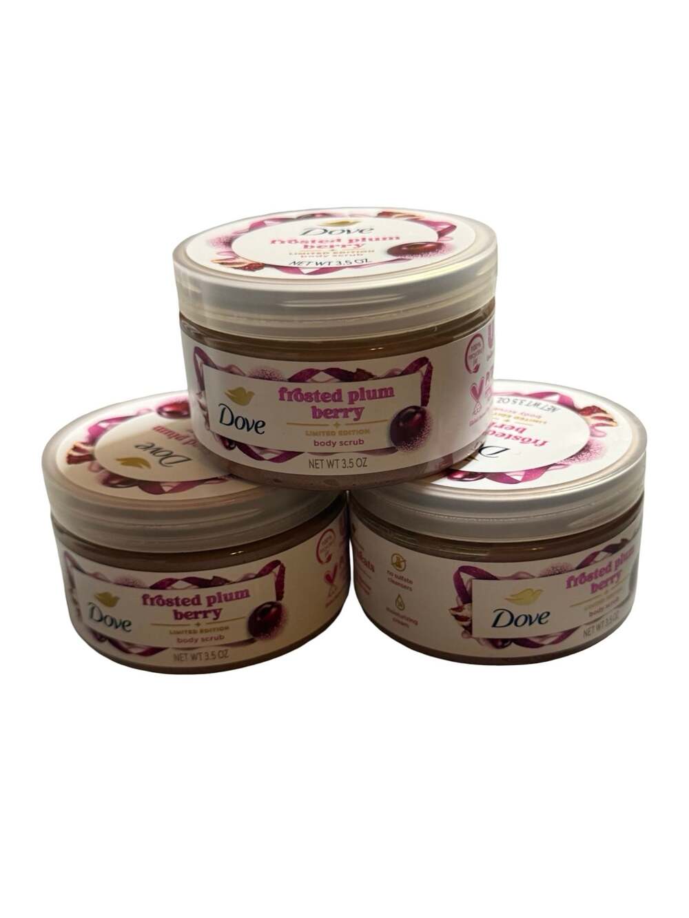 Dove Limited Edition Holiday Body Scrub - Frosted Plum Berry - 3.5 oz (Lot of 3)